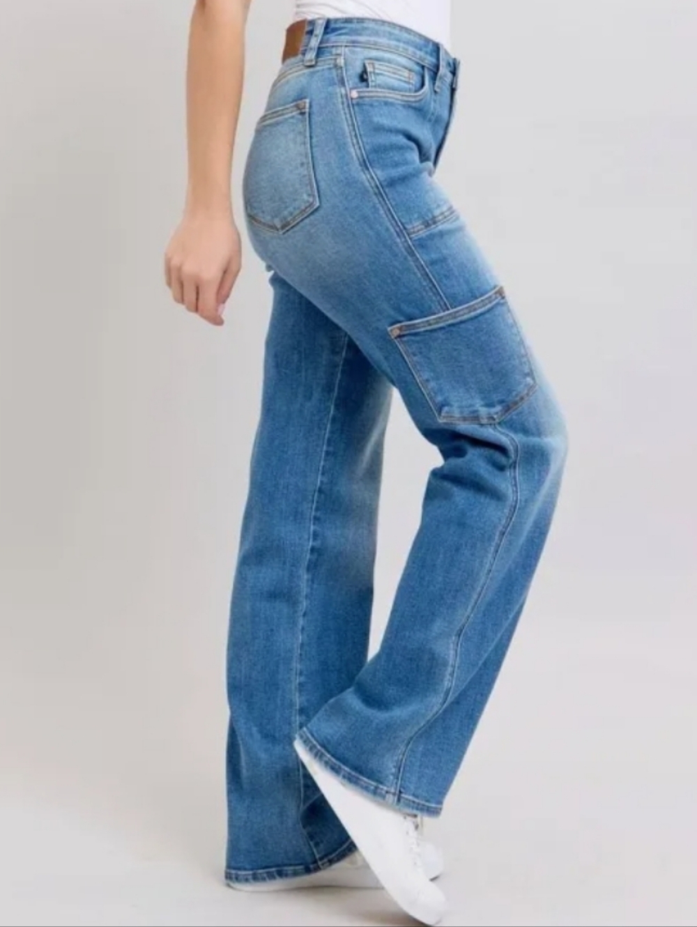 Judy Blue 90's Straight Fit High Rise Cargo Jeans - Size 7/28 - Picture 13 of 13